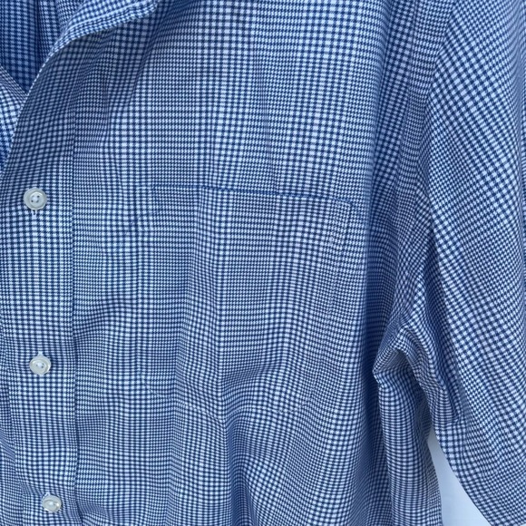 Roundree & Yorke TravelSmart Mens Blue Houndstooth Short Sleeve Button Down L - Picture 4 of 6